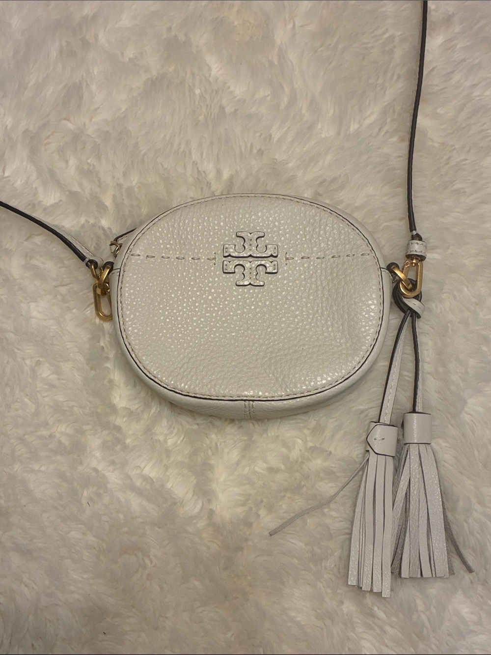 Tory Burch White Crossbody with Tassels